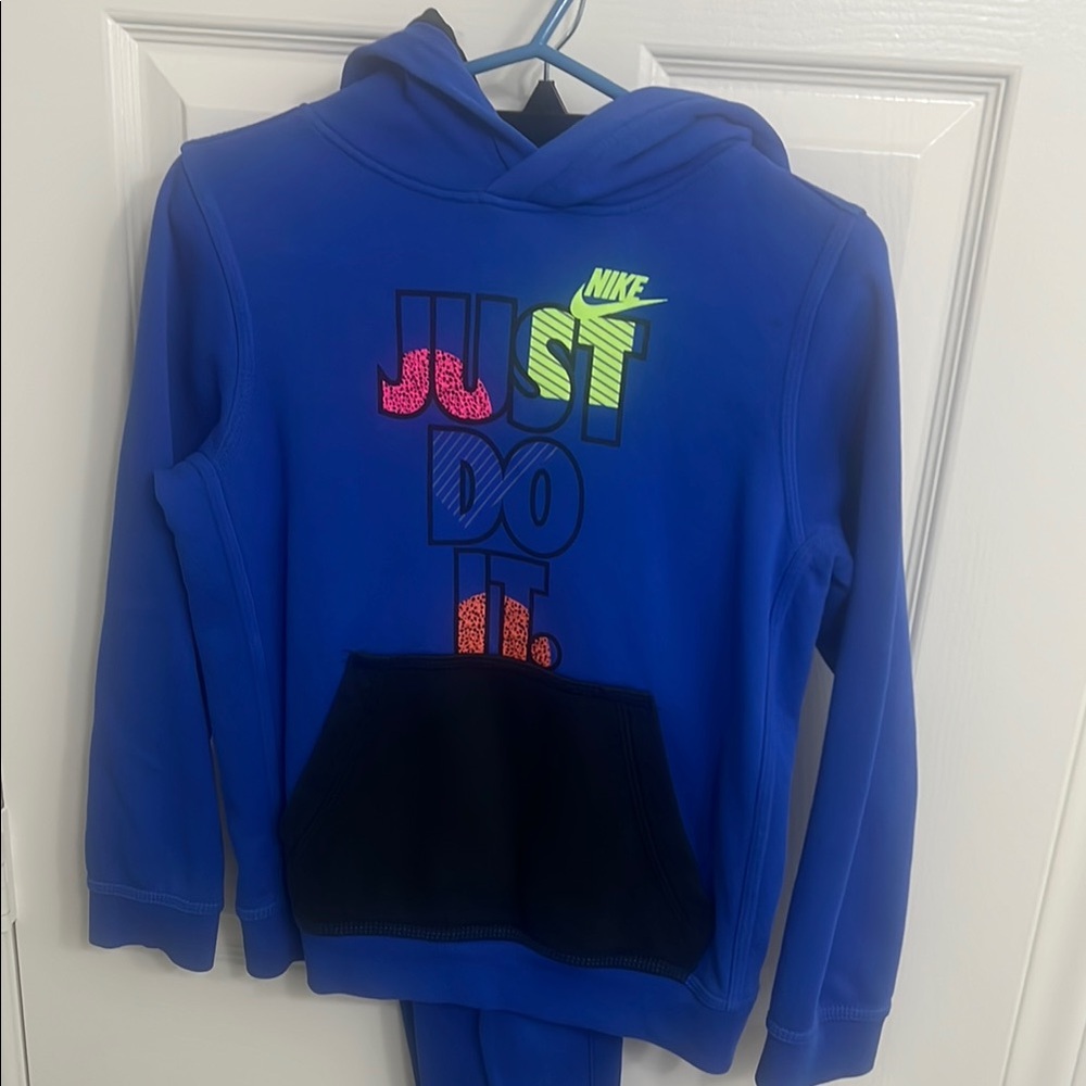 Nike Blue and Black Sweatshirt and sweat pants Just Do It 2 piece sweatsuit